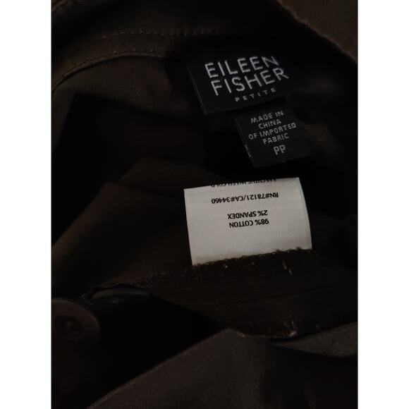 Eileen Fisher Petite Olive Green Cotton Blend Wide Leg Cropped Trousers 2/4P - Picture 7 of 7